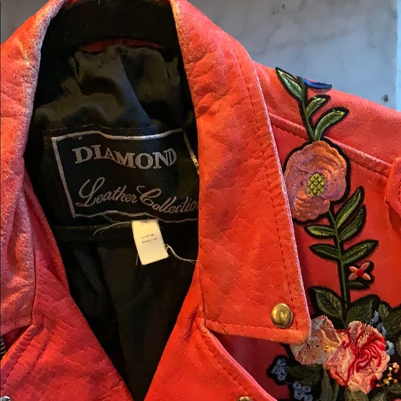 Vintage Designer red leather hand sewn embellish - Picture 2 of 5